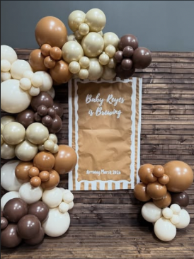 Neutral baby shower balloon arch